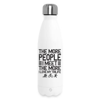 The More People I Meet Trilife - Insulated Water Bottle 500 ml - white - Front