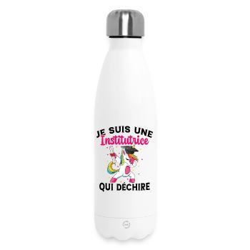 Femme Institutrice Qui Déchire Idée Enseignant - Bouteille isotherme 500 ml - blanc - Devant