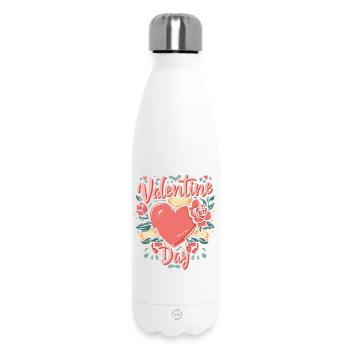 Valentine's Day floral heart - Insulated Water Bottle 500 ml - white - Front