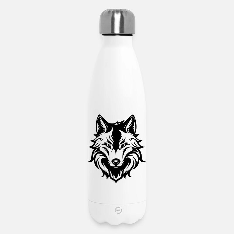 Majestätisches Wolf-Silhouetten-Design - Thermosflasche 500 ml - Weiß