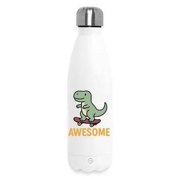 Lässiger Dinosaurier auf Skateboard - Thermosflasche 500 ml - Weiß - Vorne