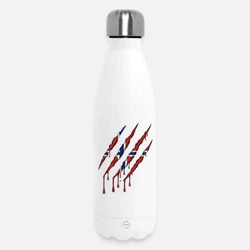 Norway Claw Norge Drapeau Scratch Mark - Bouteille isotherme 500 ml - blanc