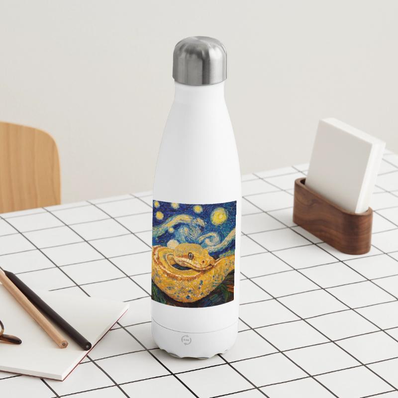 Snake Python Van Gogh Style Starry Night Insulated Water Bottle 500 ml