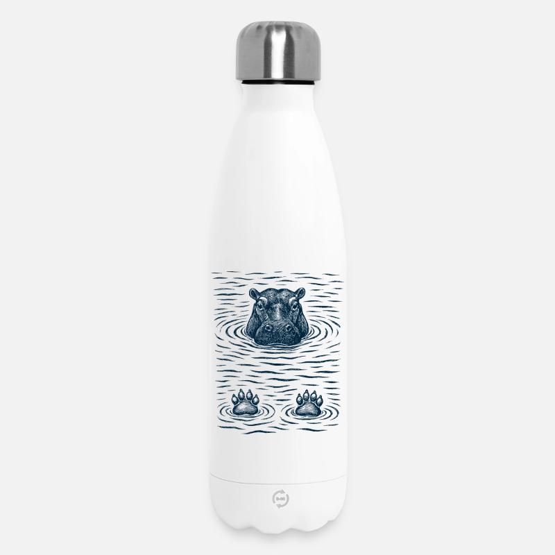 Hippopotame réfrigéré dans l’eau - Bouteille isotherme 500 ml - blanc