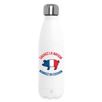 Sauvez la Nation Mangez du Cochon Humour Français - Bouteille isotherme 500 ml - blanc - Devant