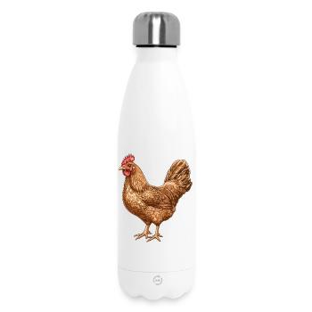 Chicken Illustration in Warm Feather Pattern - Insulated Water Bottle 500 ml - white - Front