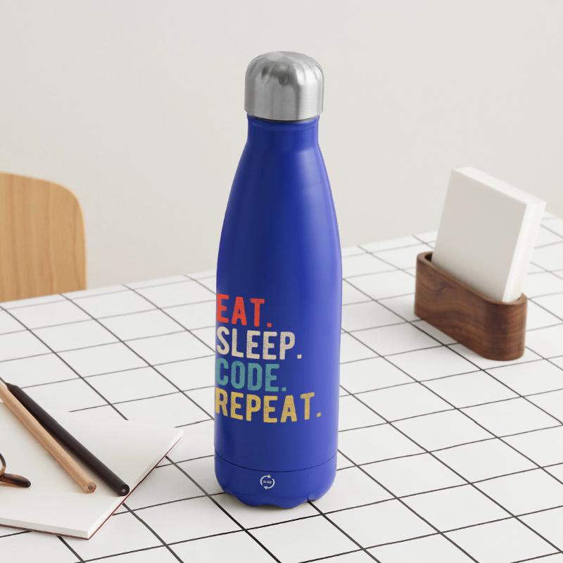 Eat Sleep Code Repeat Programmer Nerd Retro Bouteille isotherme 500 ml