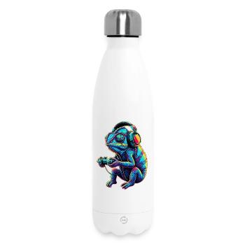 Chamäleon Gaming Tier Videospiele Lustig - Thermosflasche 500 ml - Weiß - Vorne