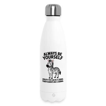 Zebra Spruch Lustiges Zebra Geschenk - Thermosflasche 500 ml - Weiß - Vorne