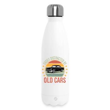 Facilement distrait par les vieilles voitures Drôle de vintage - Bouteille isotherme 500 ml - blanc - Devant