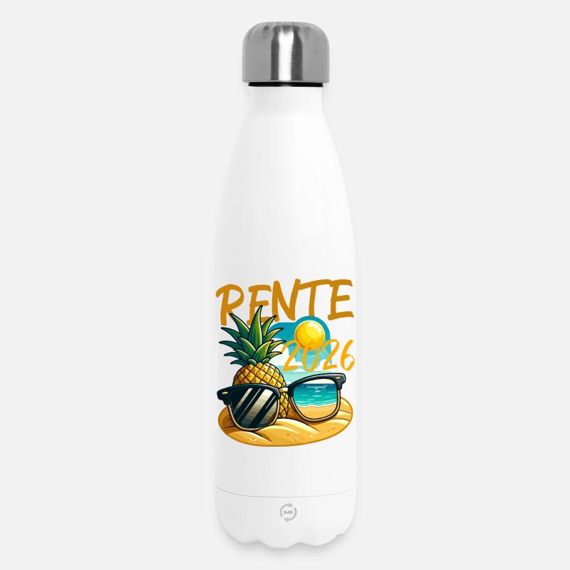 Pineapple Beach Retro 2026 Pension - Insulated Water Bottle 500 ml - white
