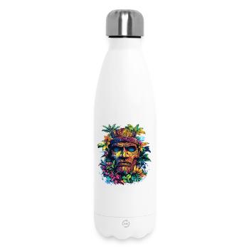 Tiki Tropical Mask Neon Colors - Insulated Water Bottle 500 ml - white - Front