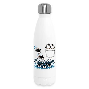 Penguin Jump Into The Water Pocket Design - Insulated Water Bottle 500 ml - white - Front