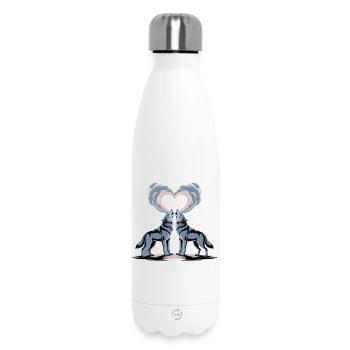 Heart Wolves: Twin Love - Wolves Couple - Insulated Water Bottle 500 ml - white - Front