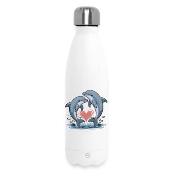 Heart dolphin duo in the water heart - Insulated Water Bottle 500 ml - white - Front