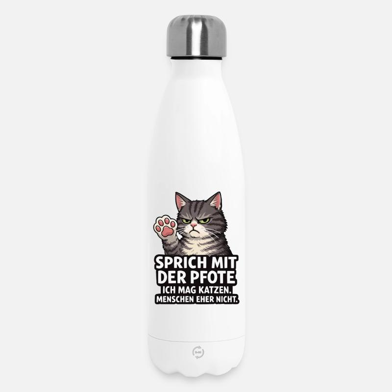 Sprich mit der Pfote – Grumpy Katze - Insulated Water Bottle 500 ml - white