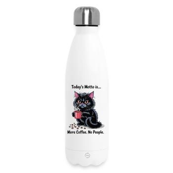 More Coffee No People Shirt with Black Cat - Insulated Water Bottle 500 ml - white - Front