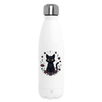 Moon Night Cat Flower Circle - Insulated Water Bottle 500 ml - white - Front