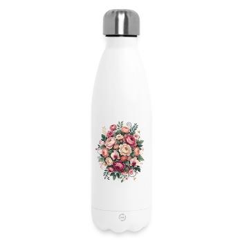 Décor floral - Bouteille isotherme 500 ml - blanc - Devant