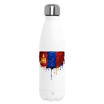 Mongolia Flag Drop - Insulated Water Bottle 500 ml - white - Front