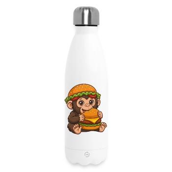 Singe mignon avec motif de dessin animé de burger - Bouteille isotherme 500 ml - blanc - Devant