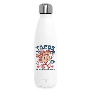 Des tacos à emporter | Dessin animé joyeux de sombreros tacos - Bouteille isotherme 500 ml - blanc - Devant
