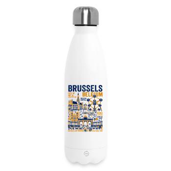 Illustrated Landmarks Of Brussels Belgium Capital - Thermosflasche 500 ml - Weiß - Vorne