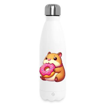 Süße Capybara mit Donut Niedlich Naschen Dessert - Thermosflasche 500 ml - Weiß - Vorne