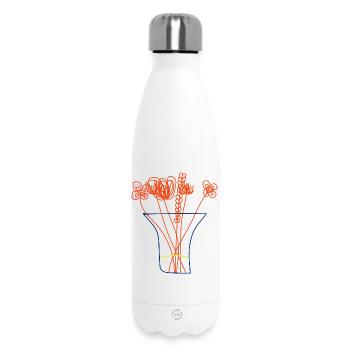 Minimalistischer Strauß – Blumen in der Vase - Thermosflasche 500 ml - Weiß - Vorne