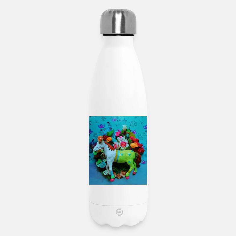 Cheval de carnaval coloré - Bouteille isotherme 500 ml - blanc