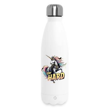 Einhorn Rüstung Stay Hard - Thermosflasche 500 ml - Weiß - Vorne