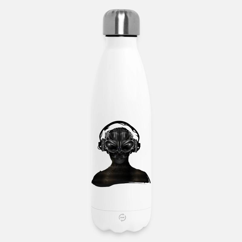 futuristisches Cyborg Wesen mit Kopfhörer - Thermosflasche 500 ml - Weiß