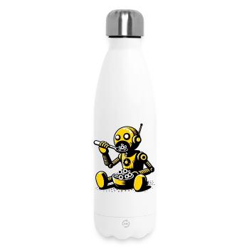 Alien Extraterrestrial Robot - Insulated Water Bottle 500 ml - white - Front