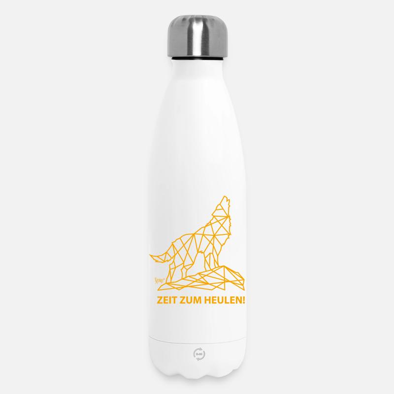 Bronko55 n°77 – Wolf « Il est temps de hurler » - Bouteille isotherme 500 ml - blanc
