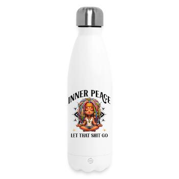 Bunte Meditationsfigur Dreadlocks Yoga  - Thermosflasche 500 ml - Weiß - Vorne