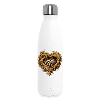 Schlafender Waschbär im Wurzelherz – Waldmotiv  - Thermosflasche 500 ml - Weiß - Vorne