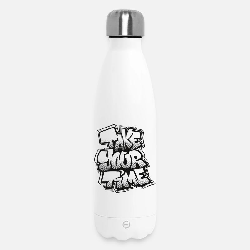 Prends ton temps, graffiti - Bouteille isotherme 500 ml - blanc