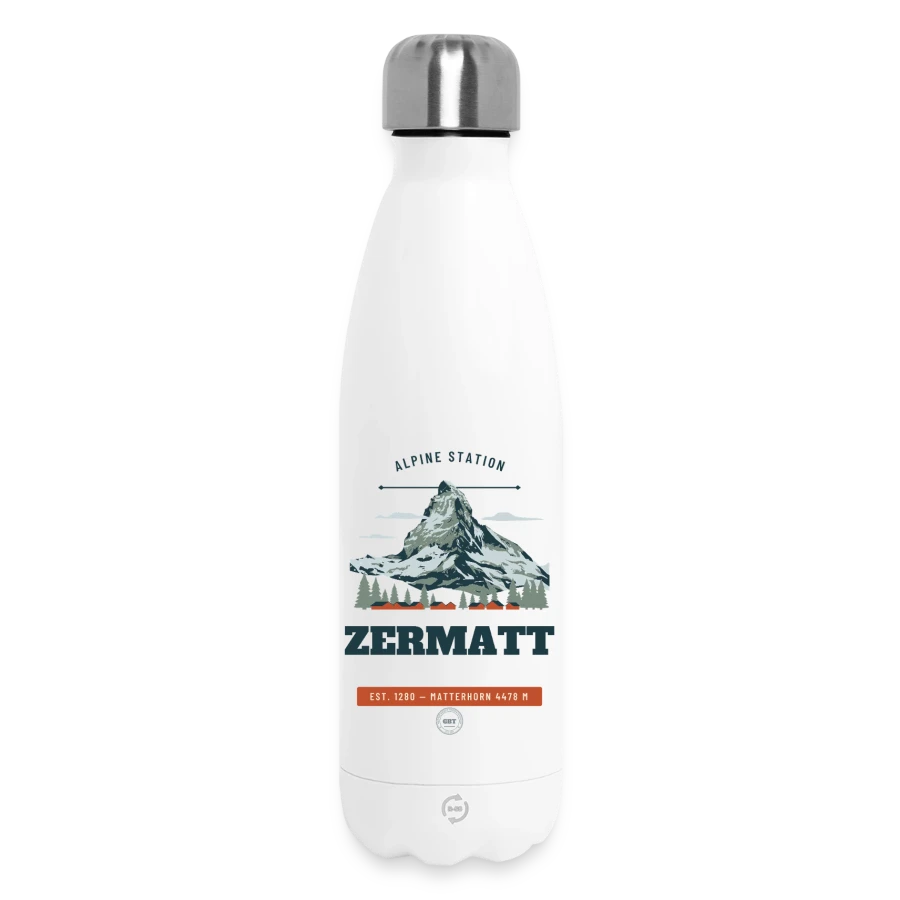 Zermatt badge on a insulated water bottle 500 ml, white