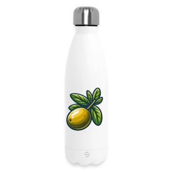 Abbildung: Grüne Oliven - Thermosflasche 500 ml - Weiß - Vorne
