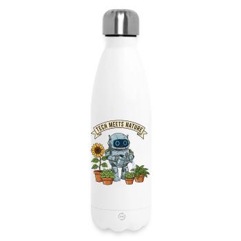 Tech meets nature robot gardener - Insulated Water Bottle 500 ml - white - Front