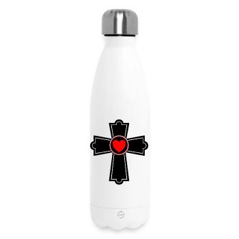 Croix avec le cœur - Bouteille isotherme 500 ml - blanc - Devant