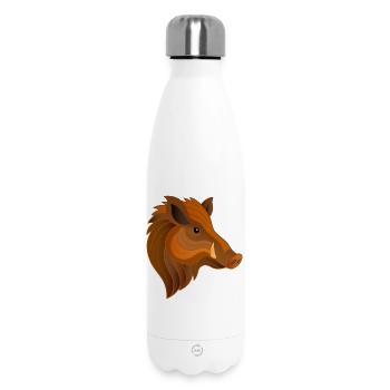 Wild Boar Portrait Expressive Forest Dweller - Insulated Water Bottle 500 ml - white - Front
