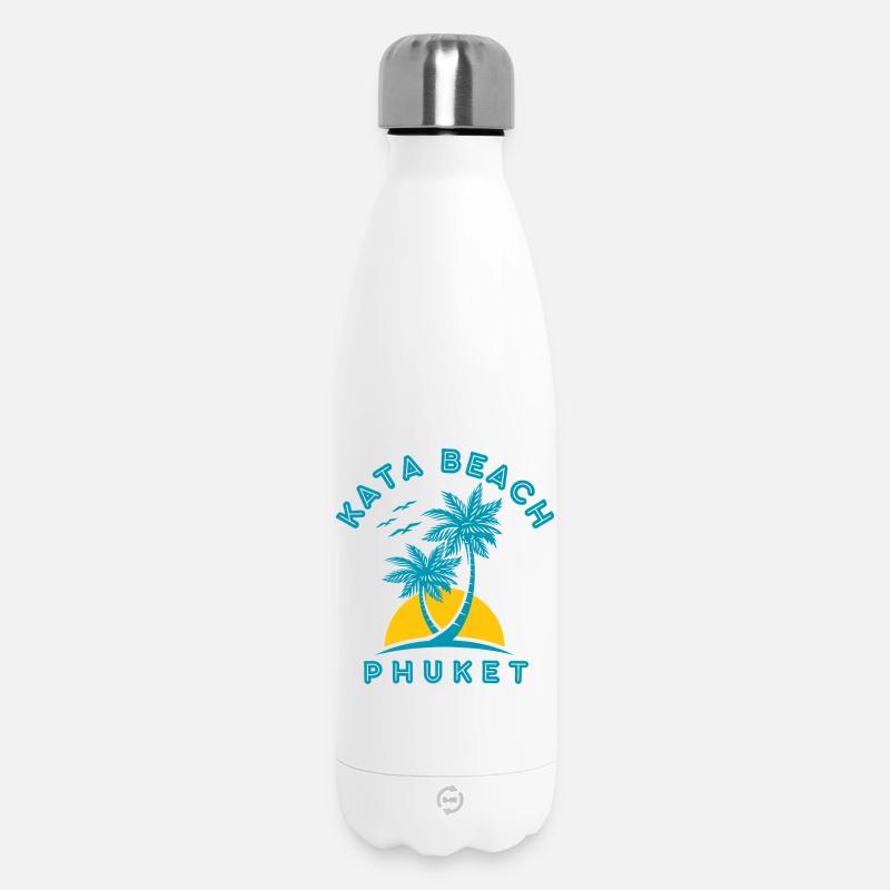 Coucher de soleil de palmier de Kata Beach Phuket - Bouteille isotherme 500 ml - blanc