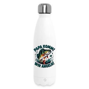 Papa Komm Wir Angeln Fischmotiv - Thermosflasche 500 ml - Weiß - Vorne