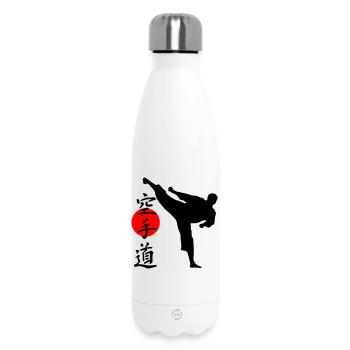 Karate Yokogeri mit Schriftzug - Thermosflasche 500 ml - Weiß - Vorne