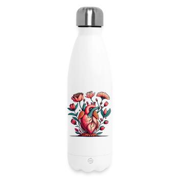 Floral Heart Anatomy Burst - Insulated Water Bottle 500 ml - white - Front