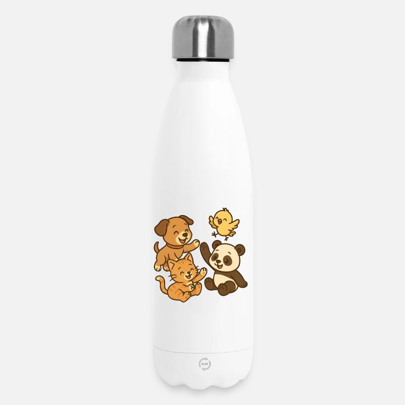 Animaux en train de jouer - Bouteille isotherme 500 ml - blanc
