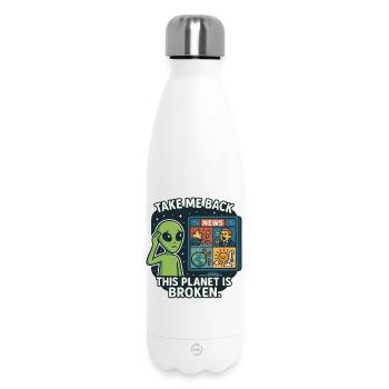 Un extraterrestre humoristique avec des critiques environnementales - Bouteille isotherme 500 ml - blanc - Devant