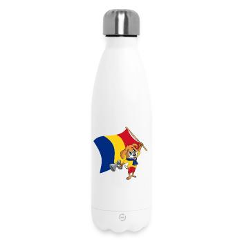 Romania Fan Dog - Insulated Water Bottle 500 ml - white - Front