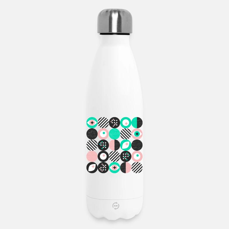 mutiger Minimalismus l Punkte l mint & pink - Thermosflasche 500 ml - Weiß